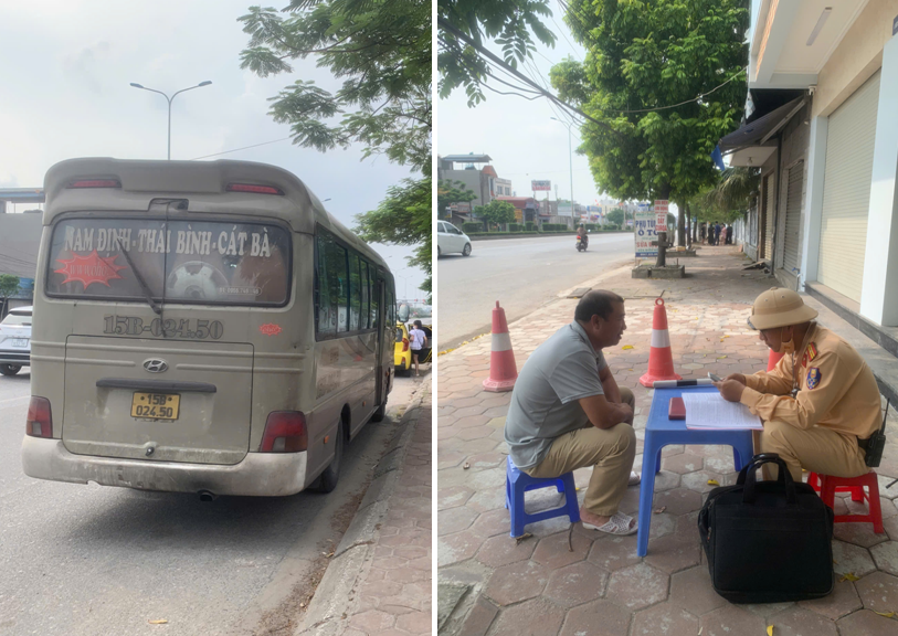 Đội Cảnh sát giao thông số 4 (Phòng Cảnh sát giao thông): Xử lý xe khách chở quá 11 khách tuyến Nam Định - Cát Bà